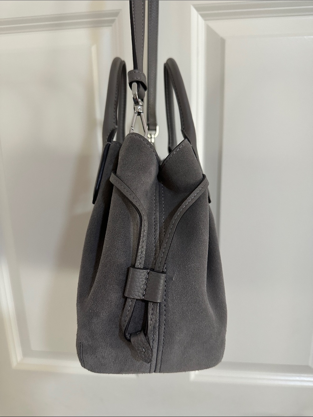 Kate Spade Dumpling Small Satchel Gray Hare Suede, NWOT - Picture 5 of 10